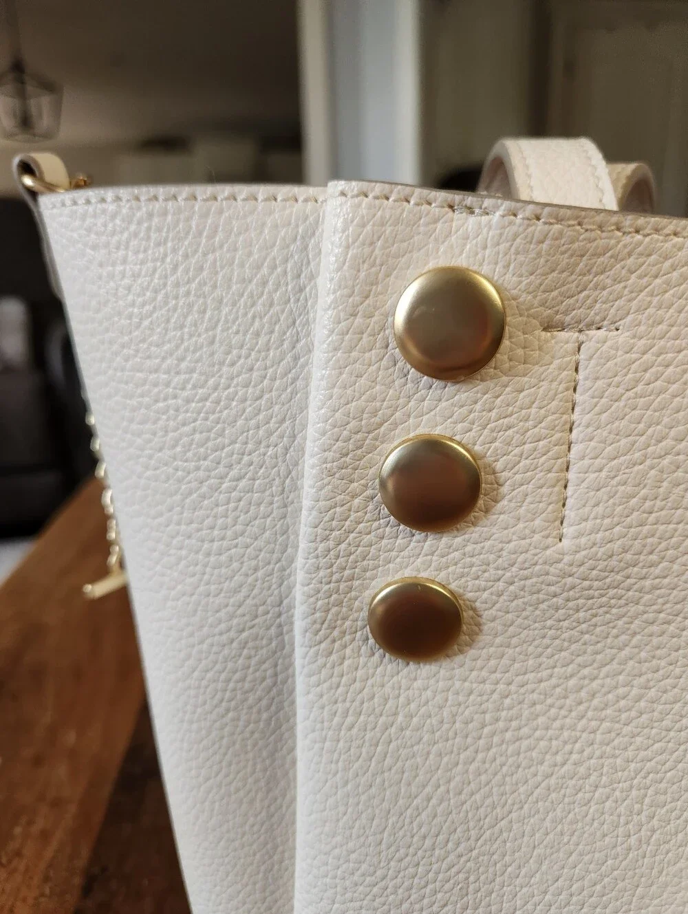 Nanette Lepore Cream Leather-Look Button Tote